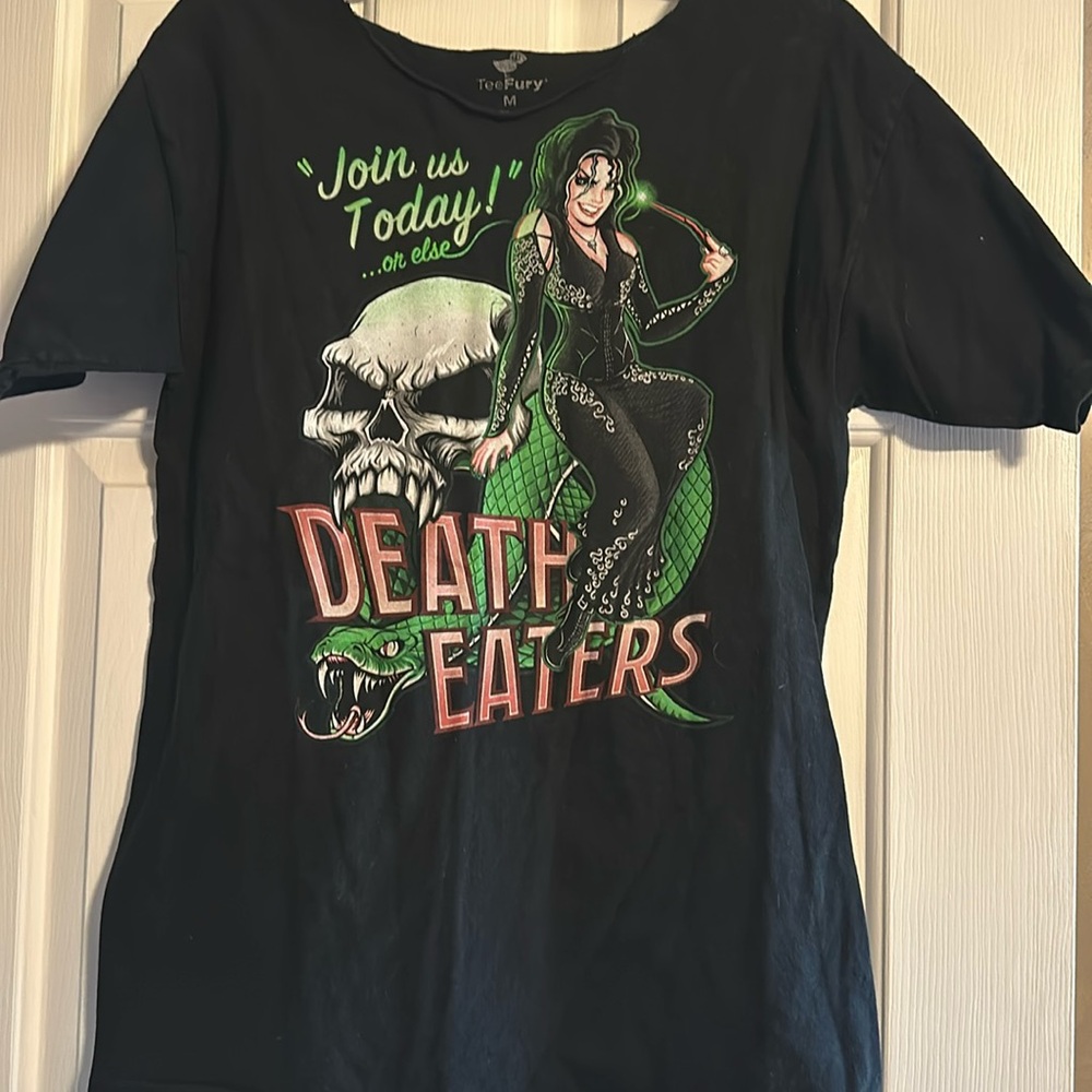 Bellatrix Lestrange tee. Collar has been cut. Size medium